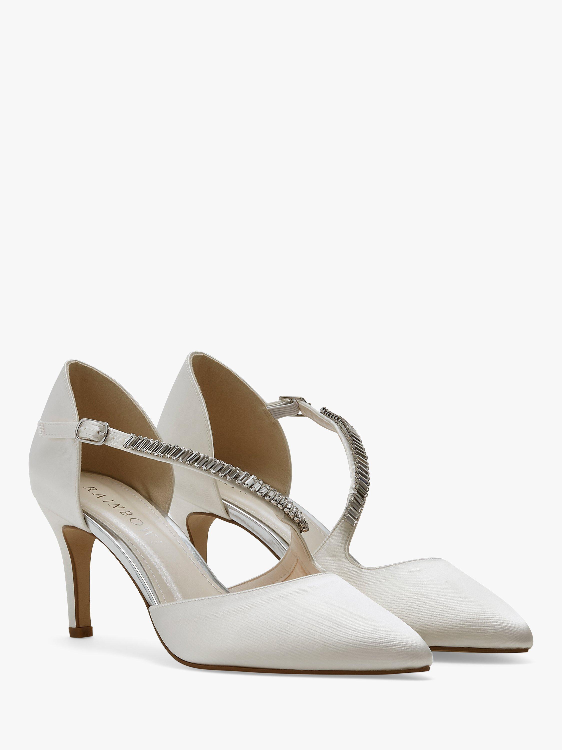 Rainbow Club Raven Crystal Satin Court Shoes, Ivory Satin, 3