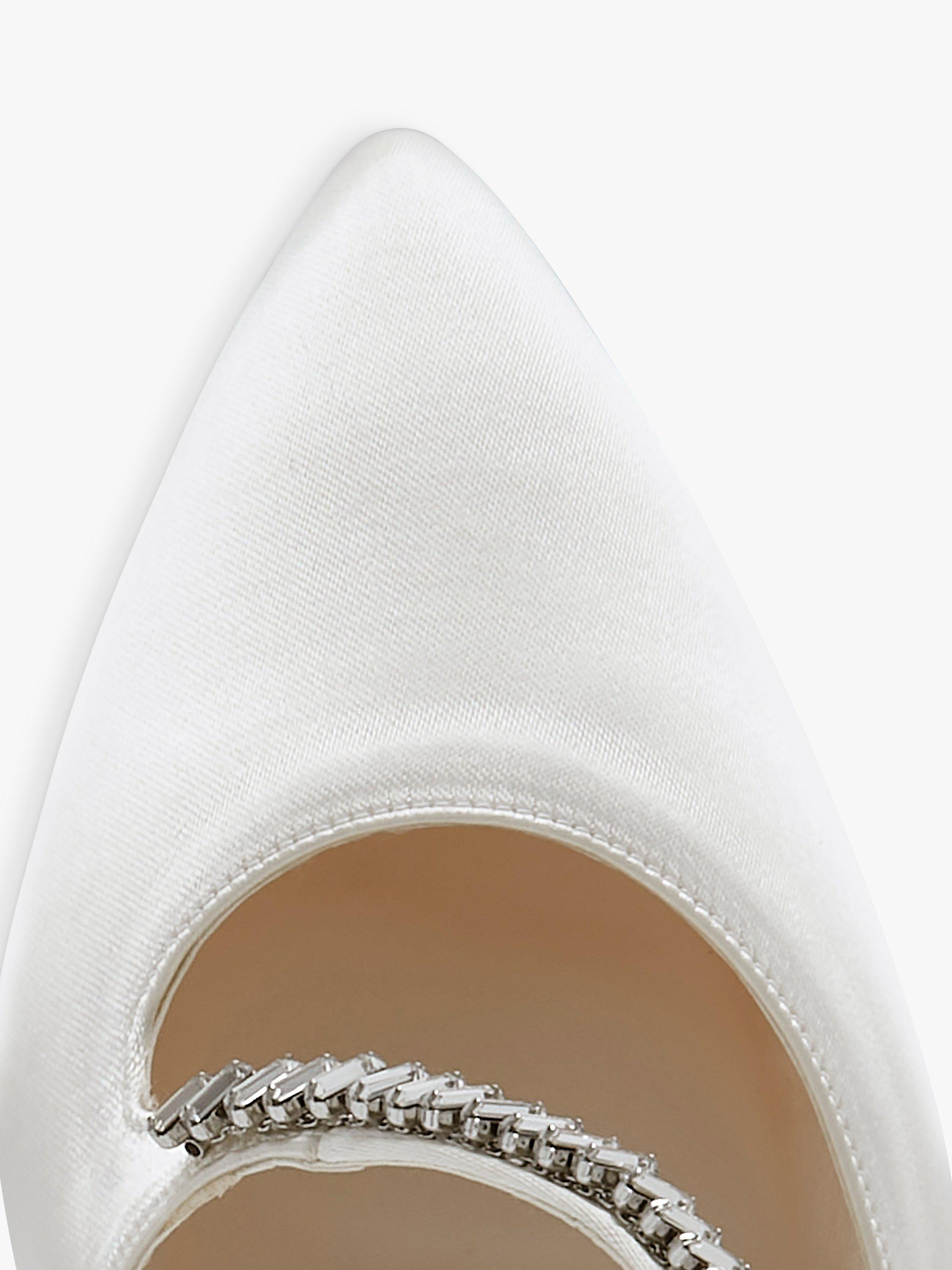 Product image 4 of 4, which shows Rainbow Club Raven Crystal Satin Court Shoes, Ivory Satin, 3