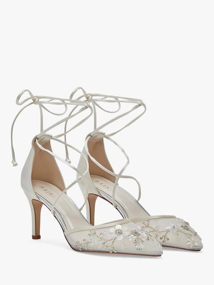 Rainbow Club Mirabella Satin & Tulle Bridal Shoes, Ivory Satin - view 2, Ivory Satin