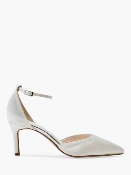 Rainbow Club Elari Ankle Strap Wedding Shoes, Ivory Satin, Ivory Satin