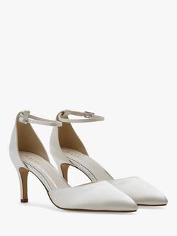 Rainbow Club Elari Ankle Strap Wedding Shoes, Ivory Satin - view 2, Ivory Satin