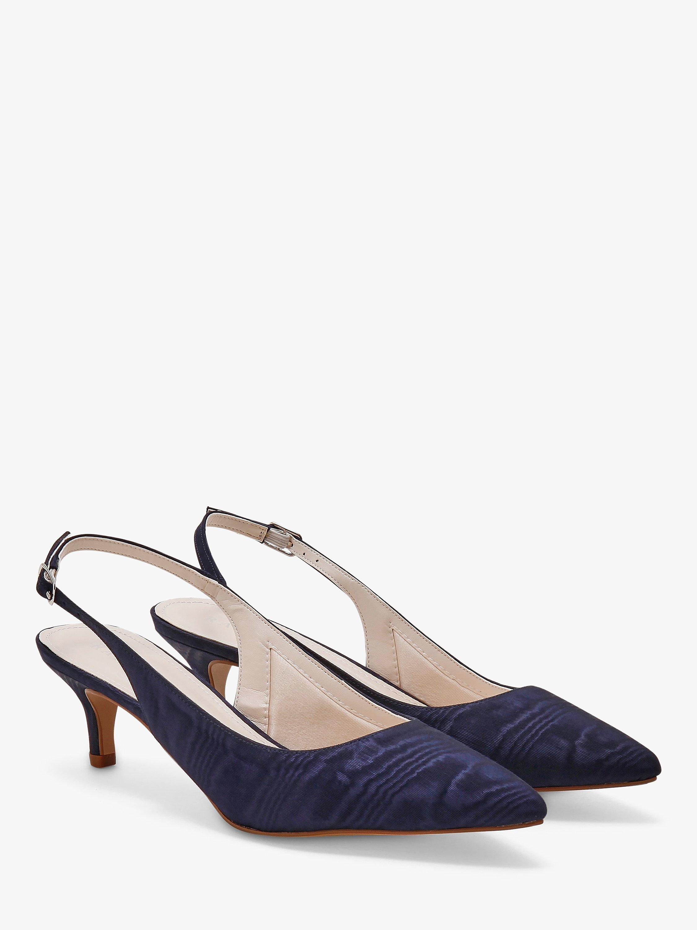 Rainbow Club Joni Wedding Slingback Court Shoes, Navy Moiré, 3