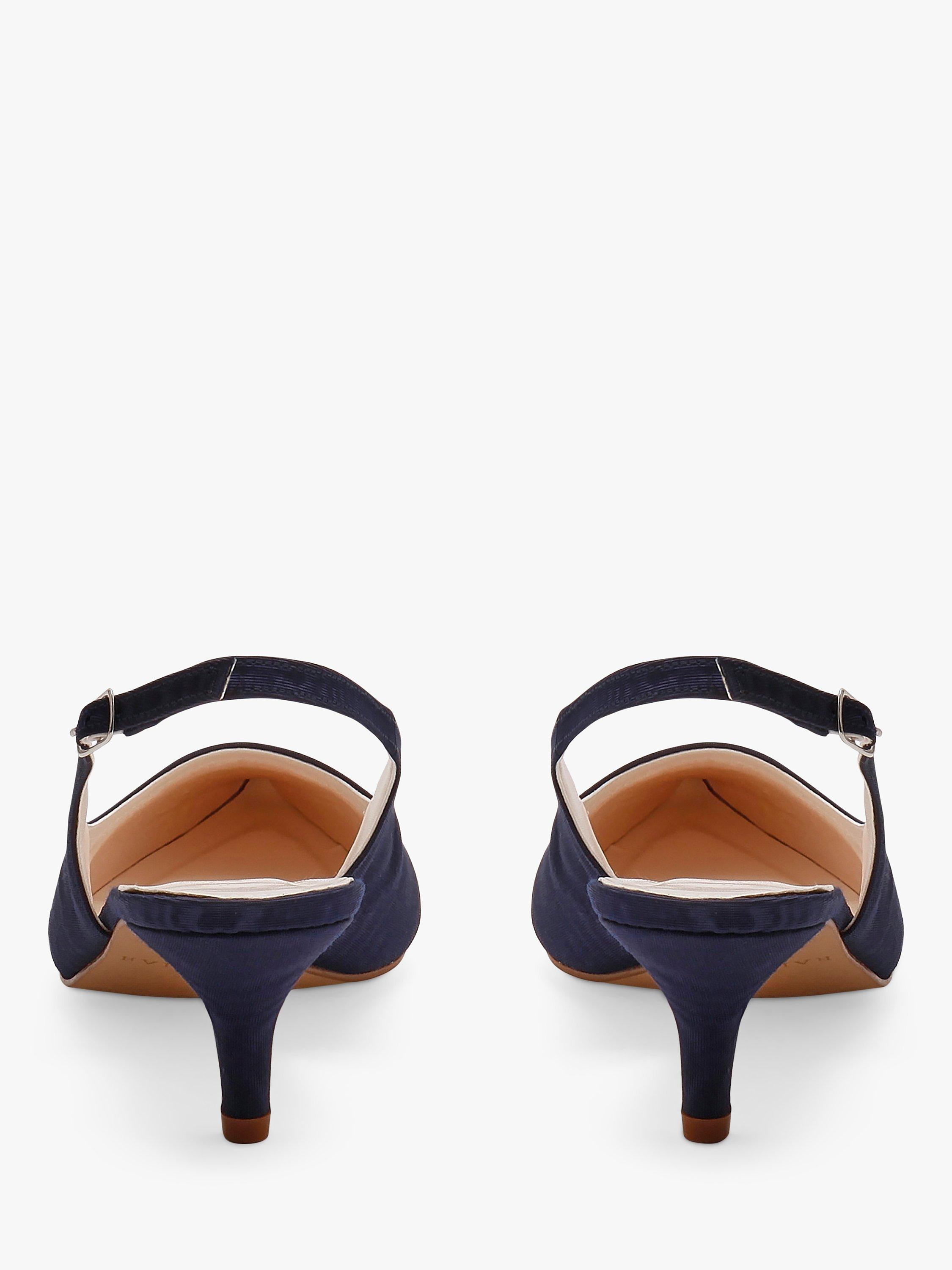 Product image 3 of 4, which shows Rainbow Club Joni Wedding Slingback Court Shoes, Navy Moiré, 3
