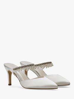 Rainbow Club Amyla Satin Pearl Detail Mules, Ivory Satin - view 2, Ivory Satin