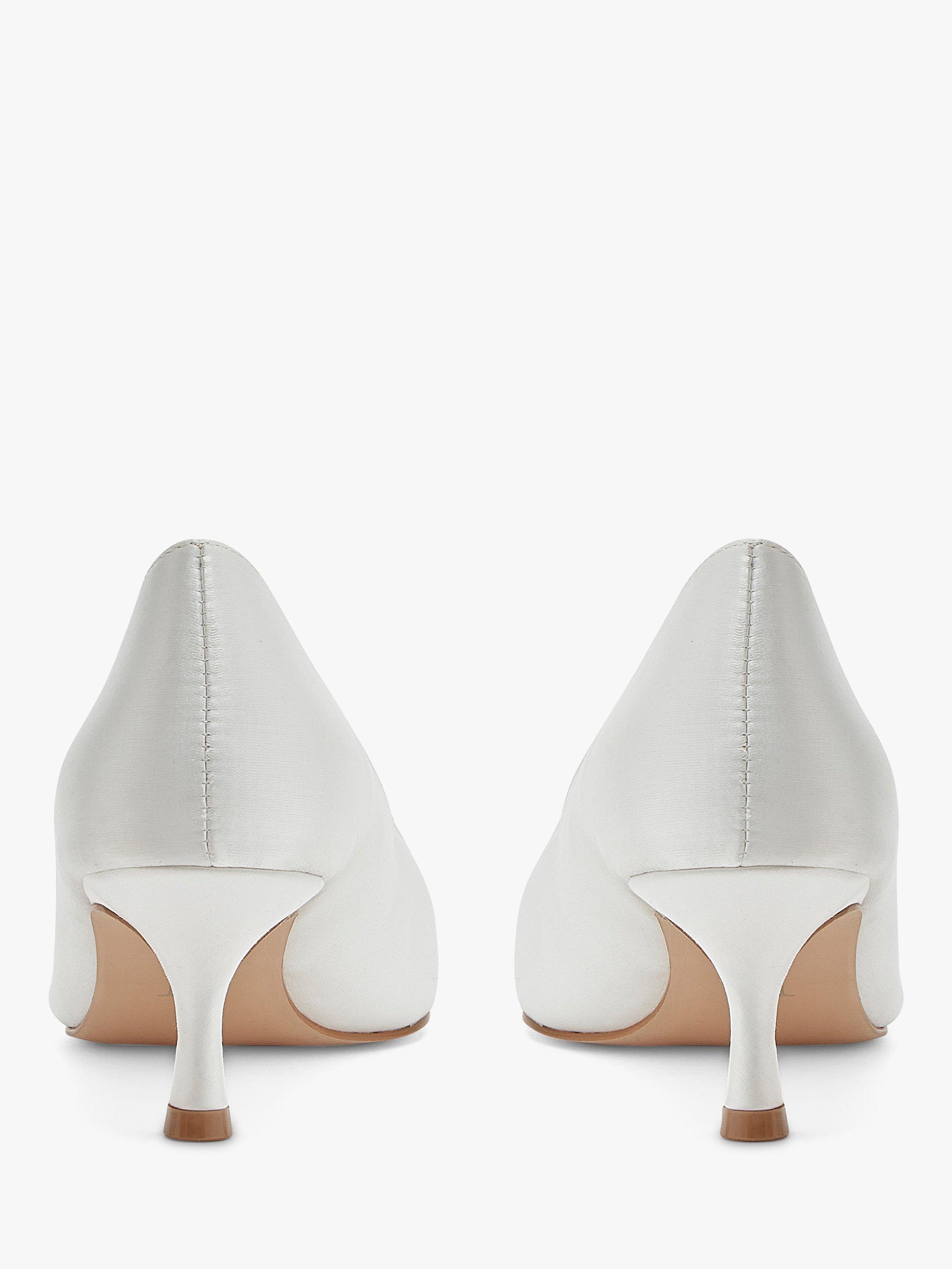 Product image 3 of 4, which shows Rainbow Club Audley Kitten Heel Wedding Court Shoes, Ivory Satin, 7