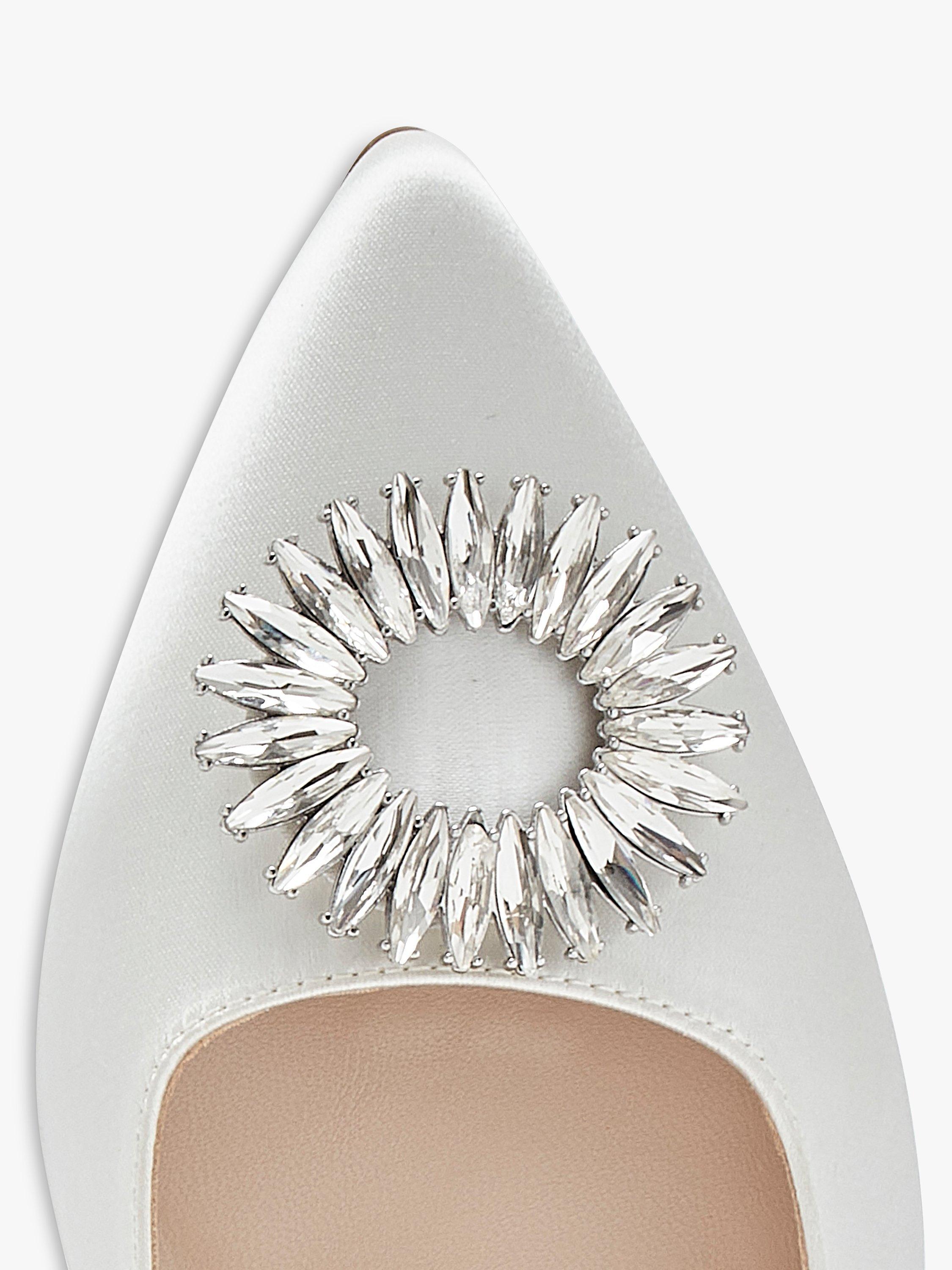 Product image 4 of 4, which shows Rainbow Club Audley Kitten Heel Wedding Court Shoes, Ivory Satin, 7