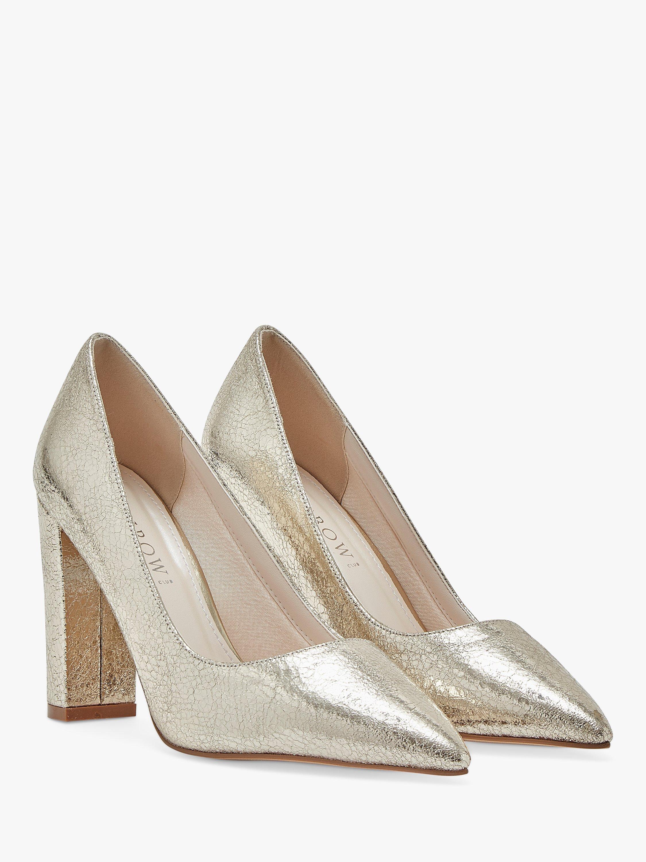 Product image 2 of 4, which shows Rainbow Club Remi Block Heel Shoes, Crackled Gold, 3