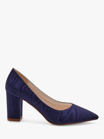 Rainbow Club Maeve Block Heel Court Shoes, Navy Moiré, Navy Moire