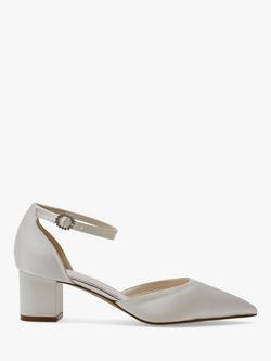 Rainbow Club Imogen Low Heel Wedding Court Shoes, Ivory Satin, Ivory Satin