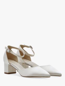 Rainbow Club Imogen Low Heel Wedding Court Shoes, Ivory Satin - view 2, Ivory Satin