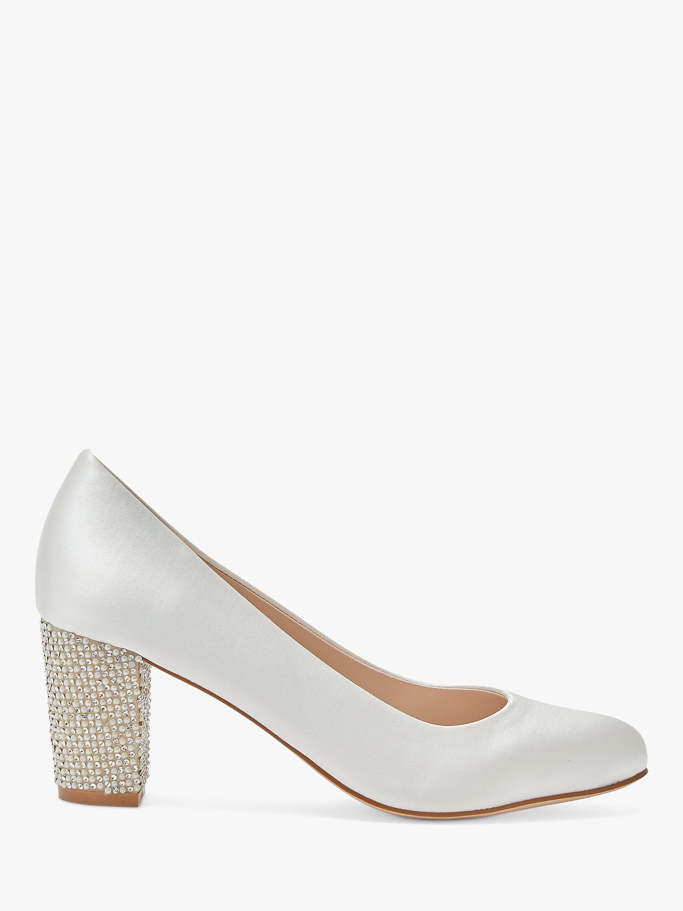 Rainbow Club Eloise Sparkle Wedding Court Shoes Ivory Satin