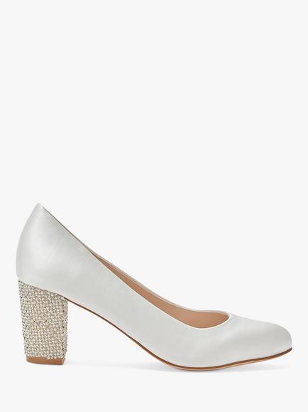 Rainbow Club Eloise Sparkle Wedding Court Shoes, Ivory Satin, Ivory Satin