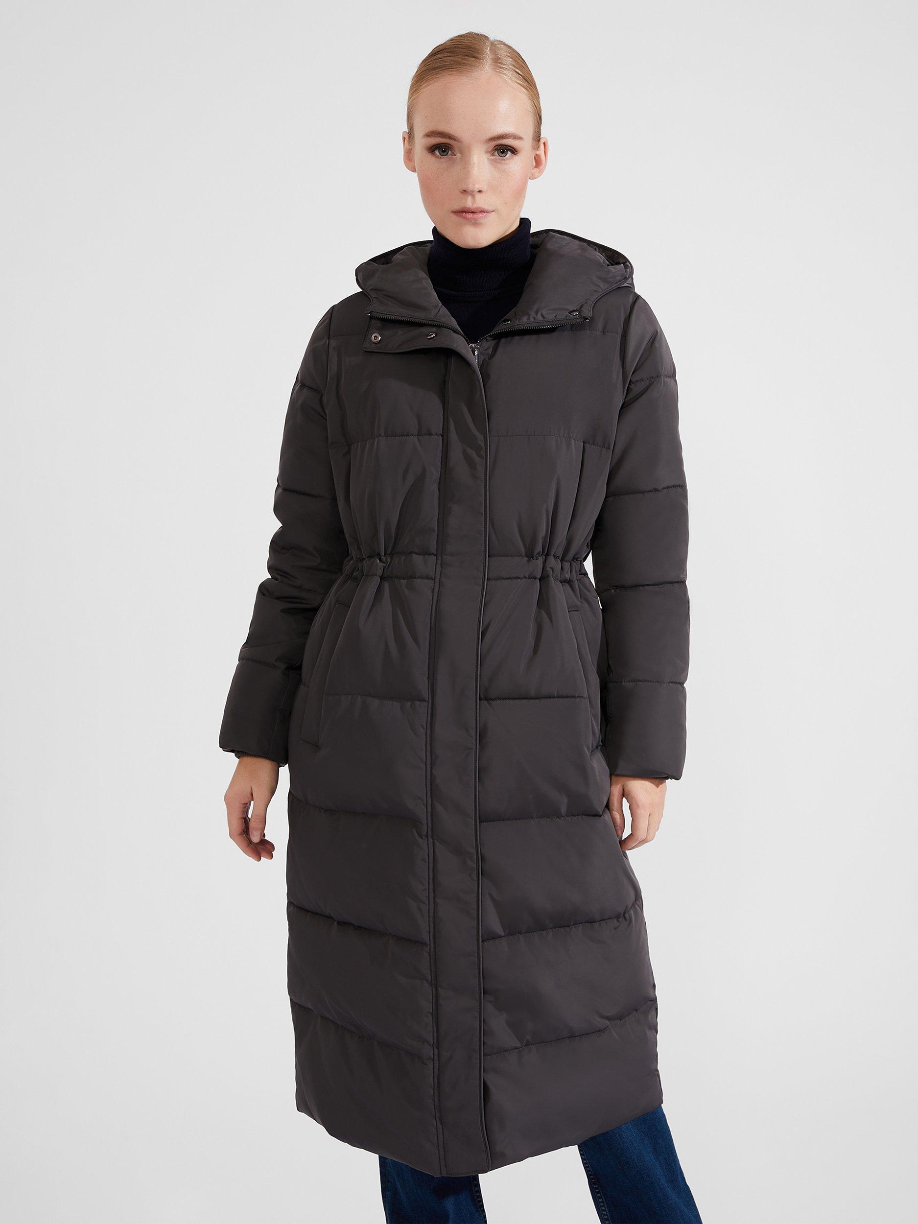 Hobbs Leslie Hooded Long Puffer Jacket Asphalt