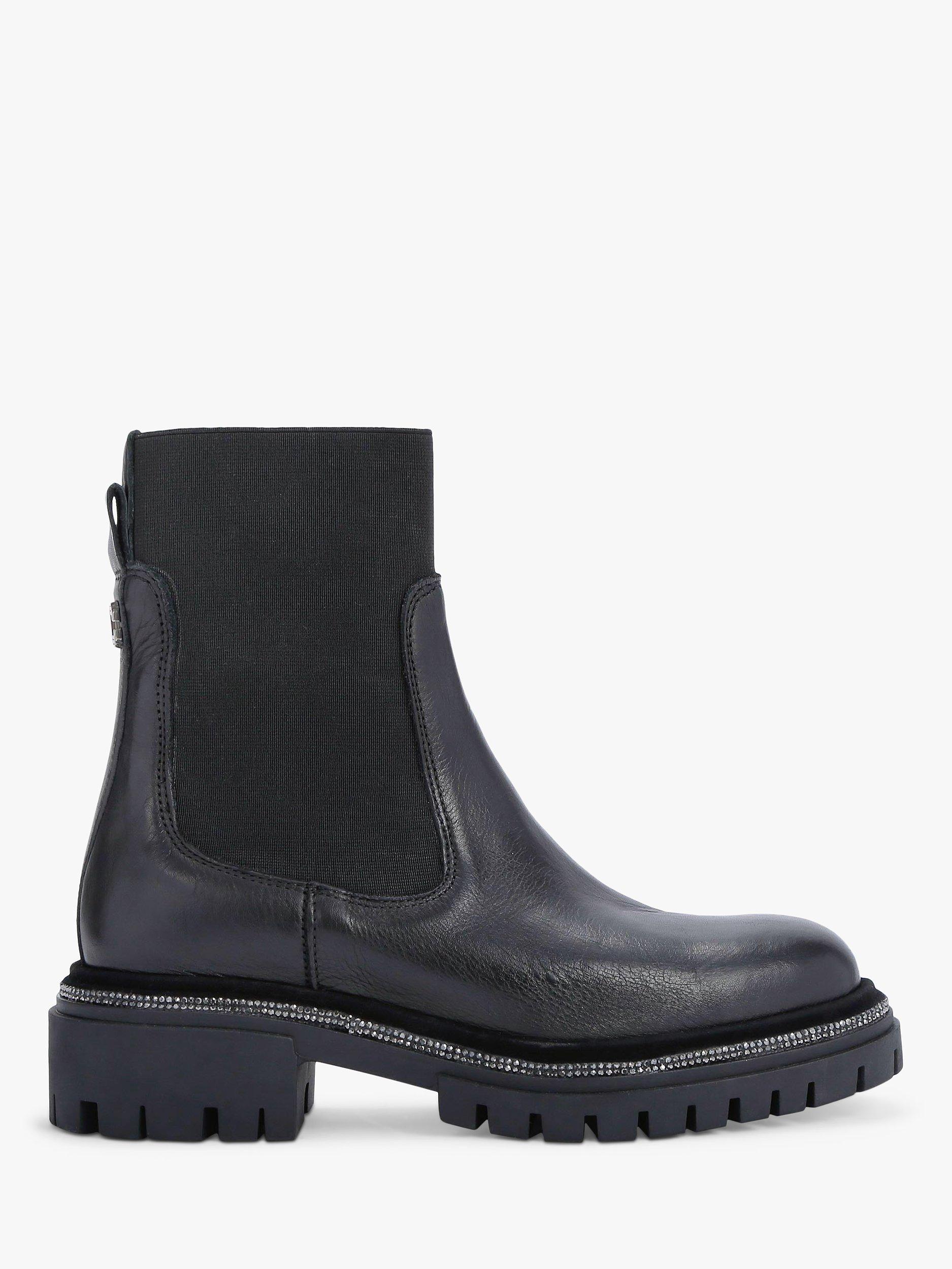 Carvela Dazzle Embellished Sole Leather Chelsea Boots Black