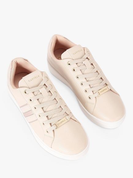 Carvela Rapid Metallic Stripe Trainers, Multi - view 2, Beige/Multi