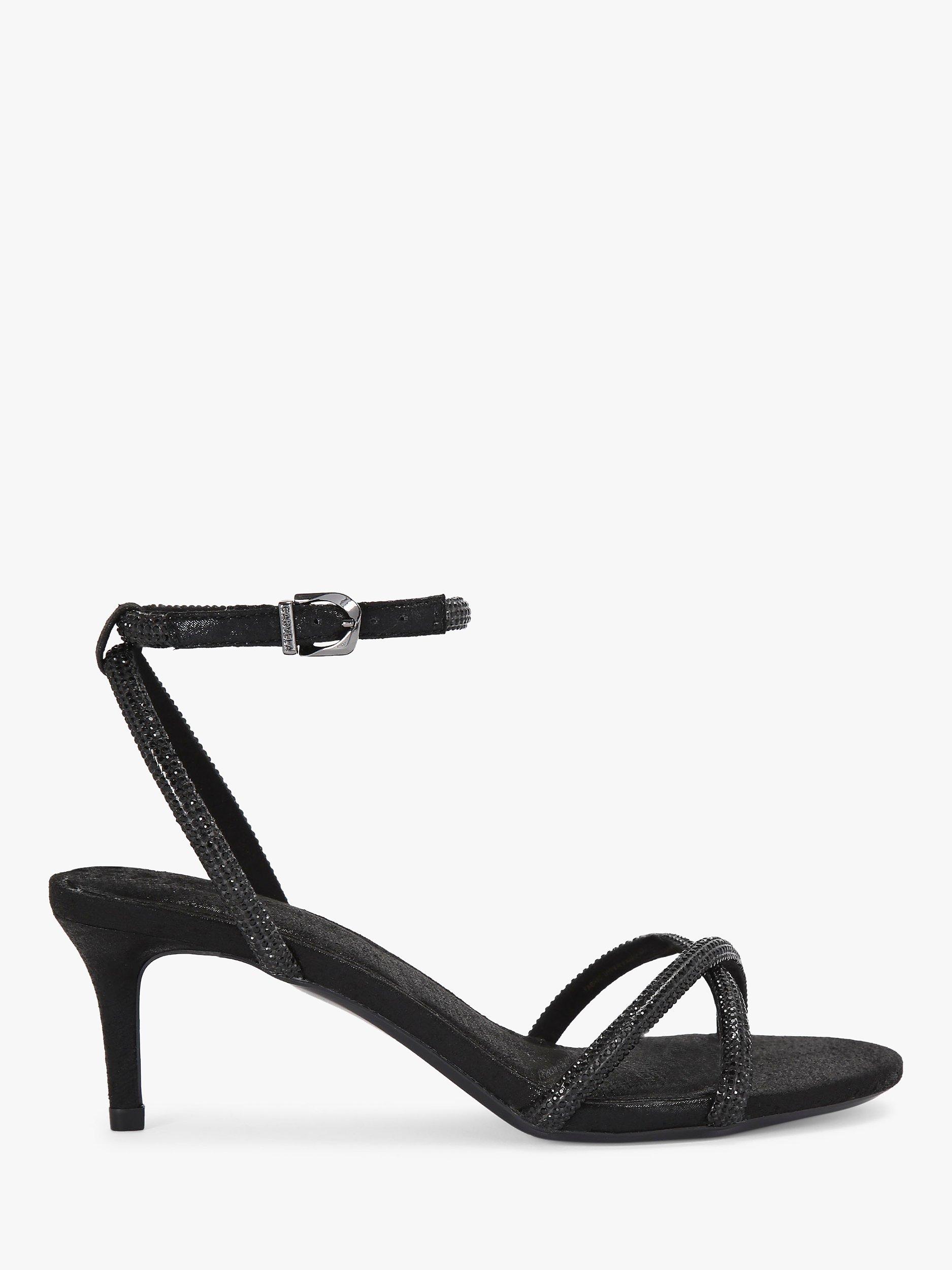 Black medium heel sandals best sale