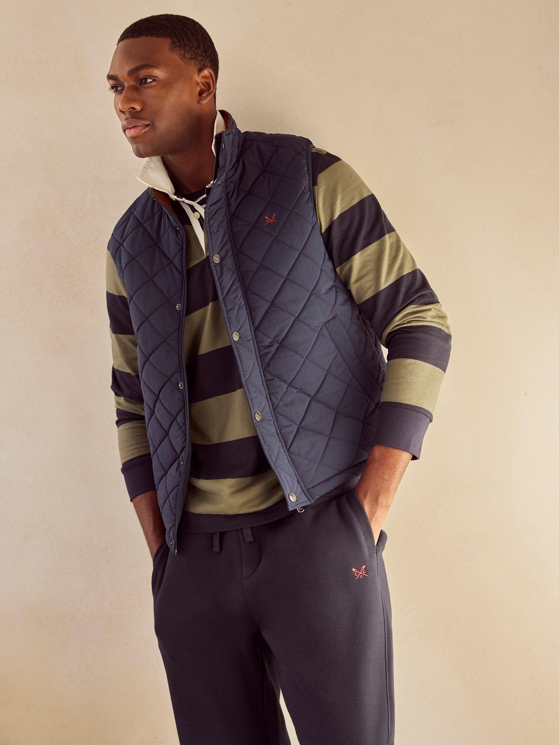 Crew Clothing Diamond Quilted Gilet, Navy