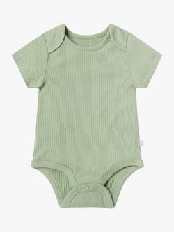 MORI Baby Ribbed Short Sleeve Bodysuit, Sage