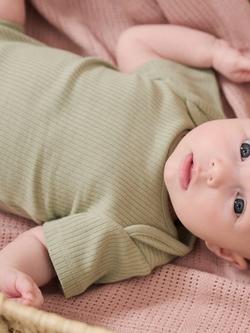 MORI Baby Ribbed Short Sleeve Bodysuit - view 2, Sage