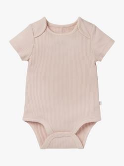 MORI Baby Ribbed Short Sleeve Bodysuit, Blush