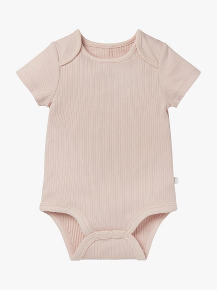 MORI Baby Ribbed Short Sleeve Bodysuit, Blush