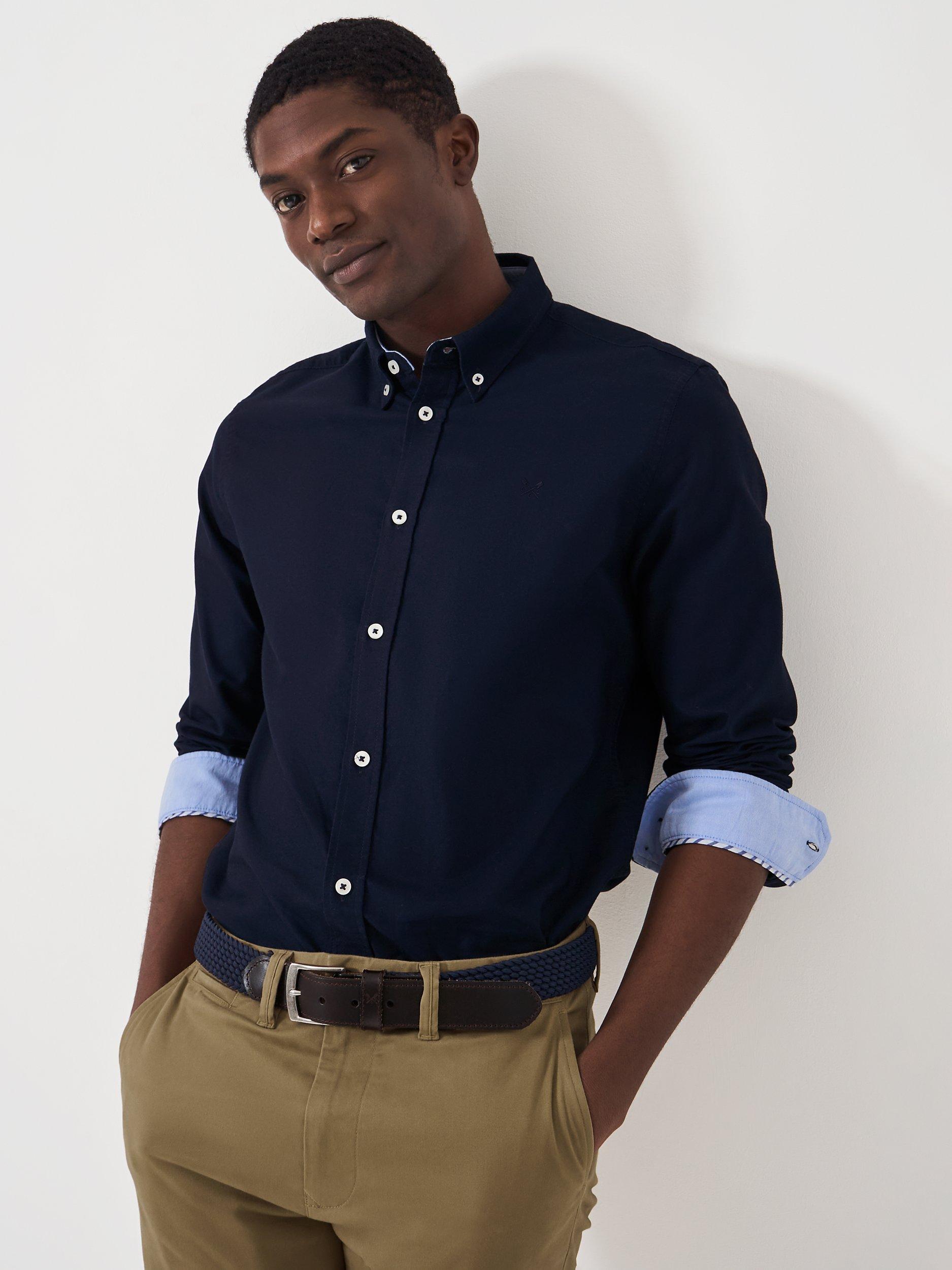 Product image 1 of 5, which shows Crew Clothing Slim Fit Oxford Shirt, Dark Blue, S