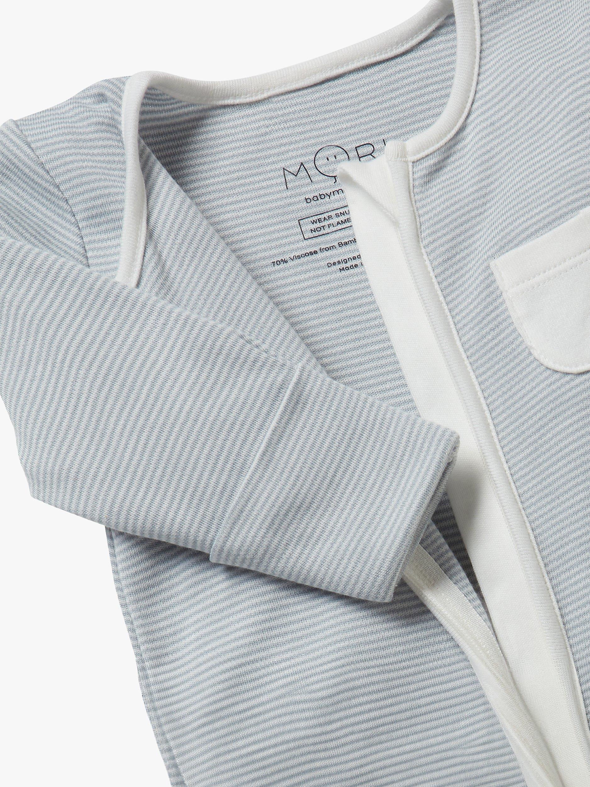 Product image 4 of 7, which shows MORI Baby Clever Zip Pocket Sleepsuit, Blue/Multi, Newborn