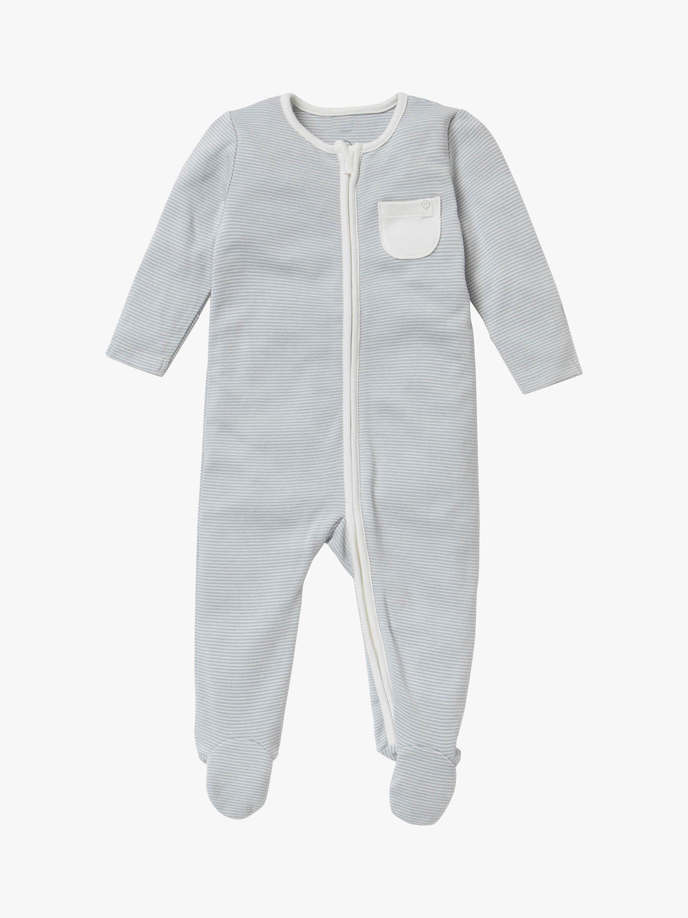 Product image 6 of 7, which shows MORI Baby Clever Zip Pocket Sleepsuit, Blue/Multi, Newborn