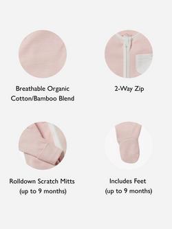 MORI Baby Clever Zip Pocket Sleepsuit - view 2, Pink/Multi