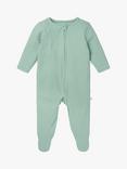 MORI Baby Clever Zip Ribbed Sleepsuit, Mint