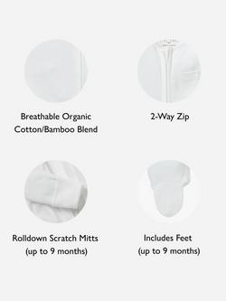 MORI Baby Clever Zip Pocket Sleepsuit - view 2, White