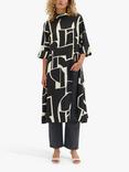 MY ESSENTIAL WARDROBE Kelly Graphic Print Midi Dress, Black/Ecru