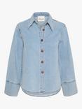 MY ESSENTIAL WARDROBE Lara 115 Denim Collared Sofia Shirt, Light Blue Wash