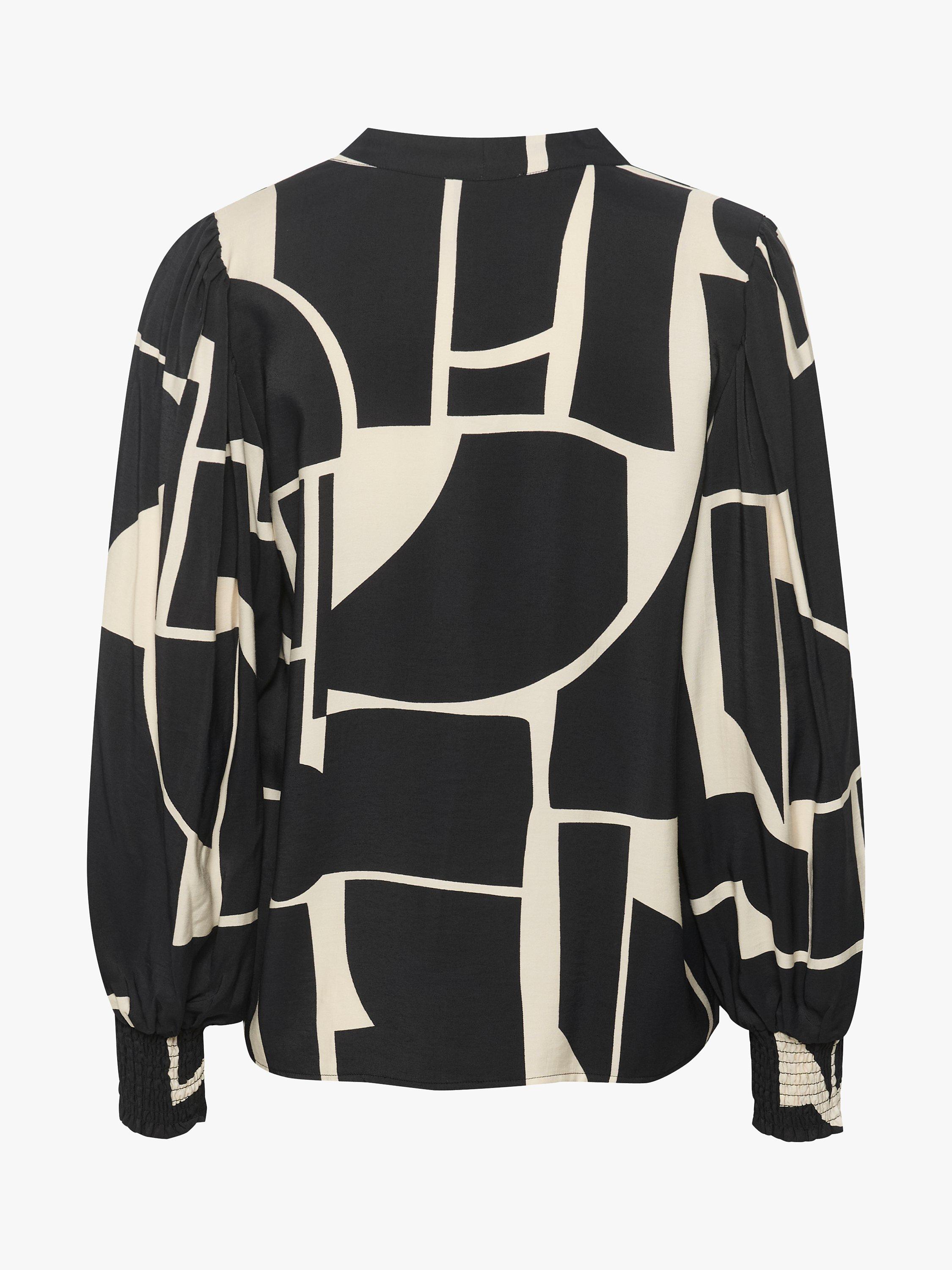 MY ESSENTIAL WARDROBE Kelly Graphic Print Blouse, Black/Ecru, XS