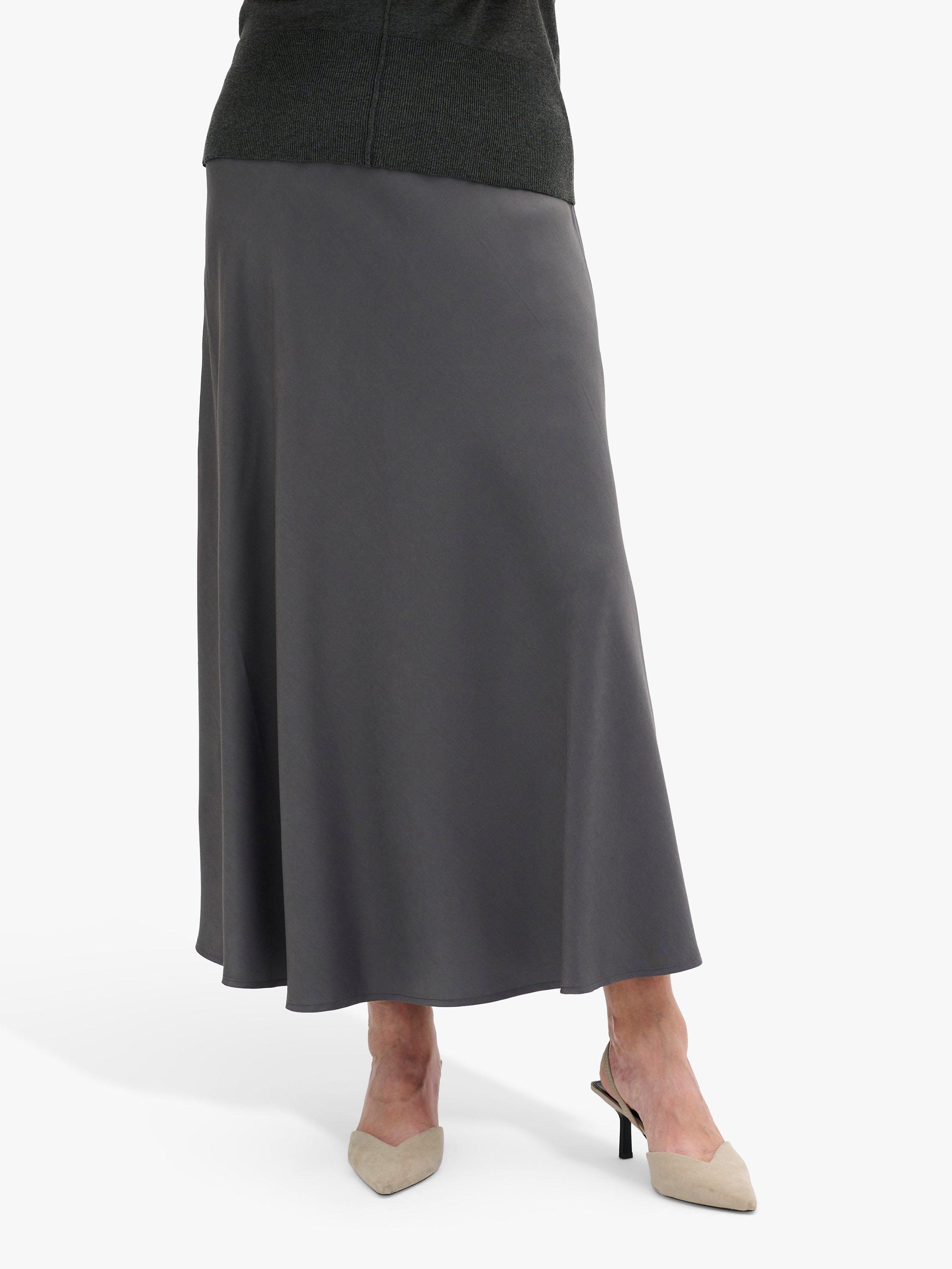 MY ESSENTIAL WARDROBE Estelle Satin Maxi Skirt, Smoked Pearl