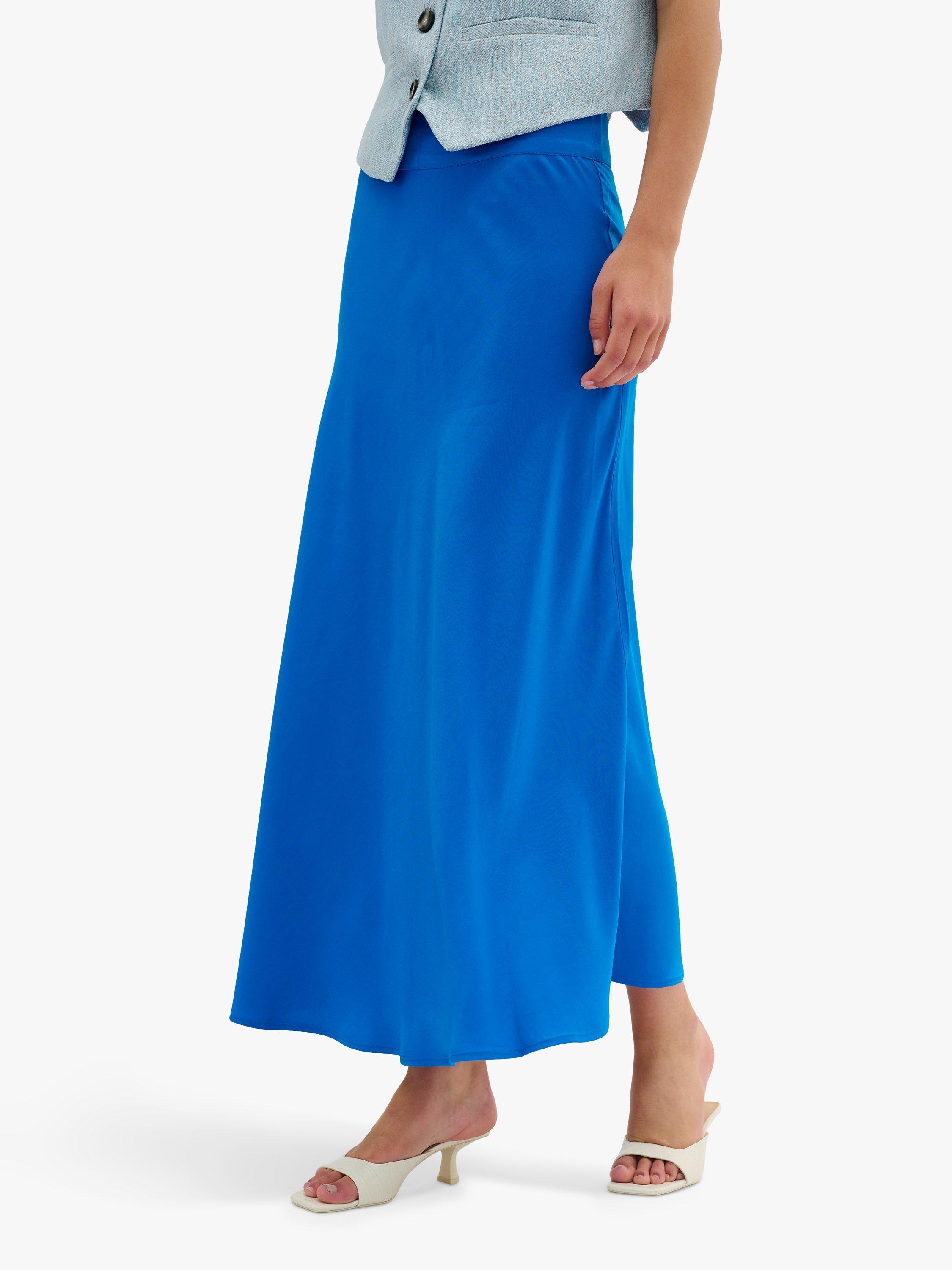 Product image 1 of 5, which shows MY ESSENTIAL WARDROBE Estelle Satin Maxi Skirt, Directoire Blue, 8