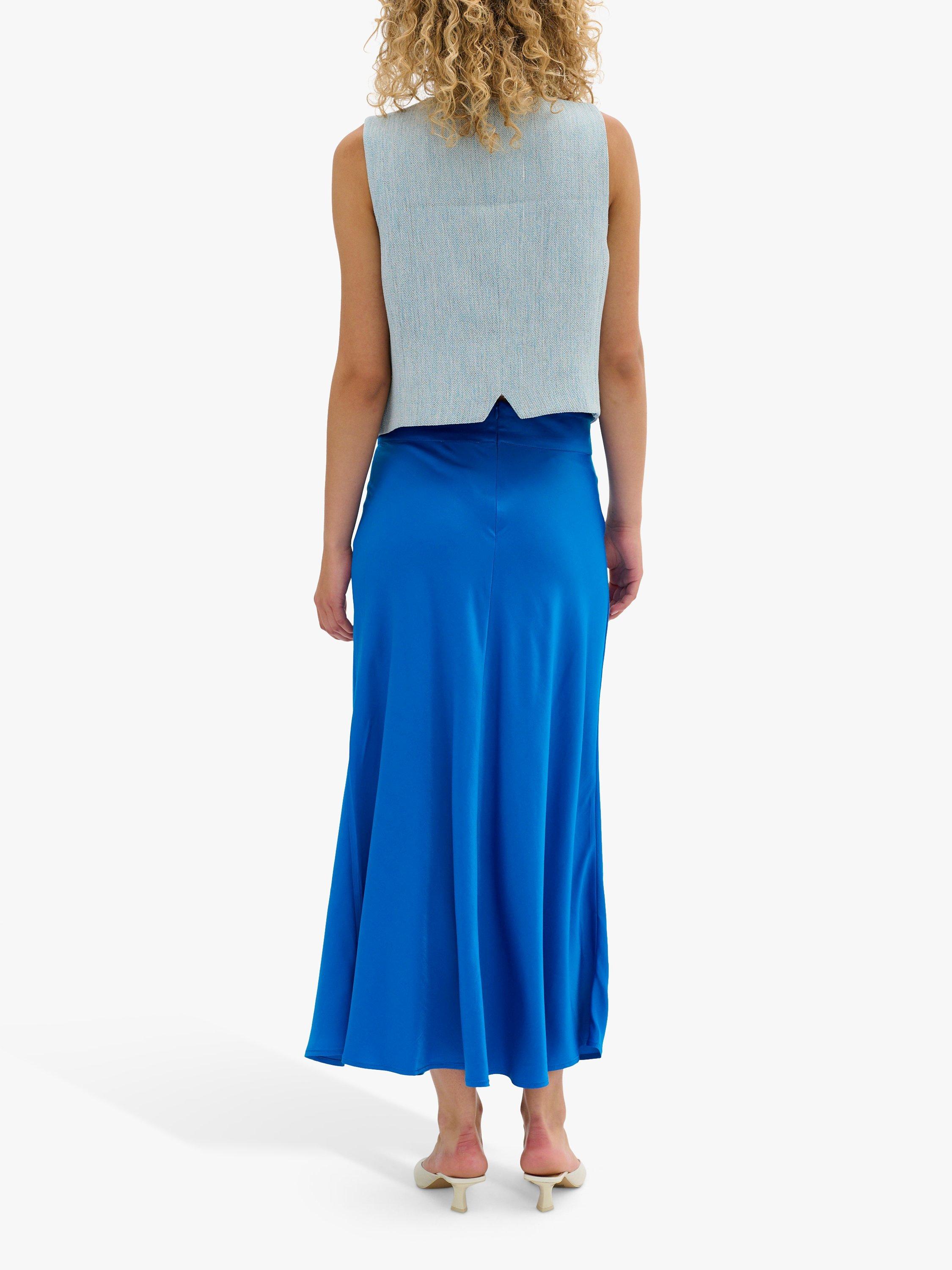 Product image 2 of 5, which shows MY ESSENTIAL WARDROBE Estelle Satin Maxi Skirt, Directoire Blue, 8