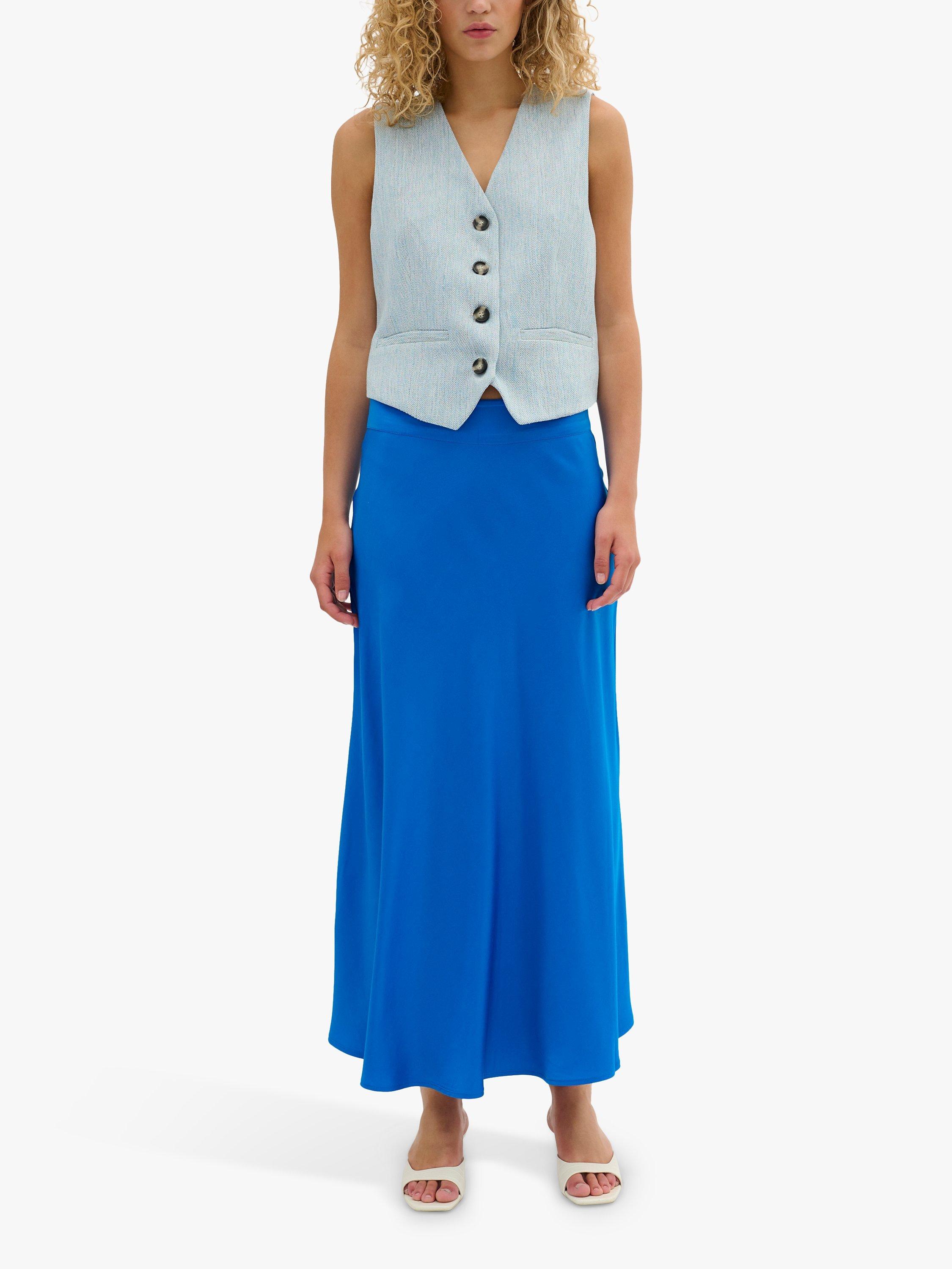 Product image 3 of 5, which shows MY ESSENTIAL WARDROBE Estelle Satin Maxi Skirt, Directoire Blue, 8