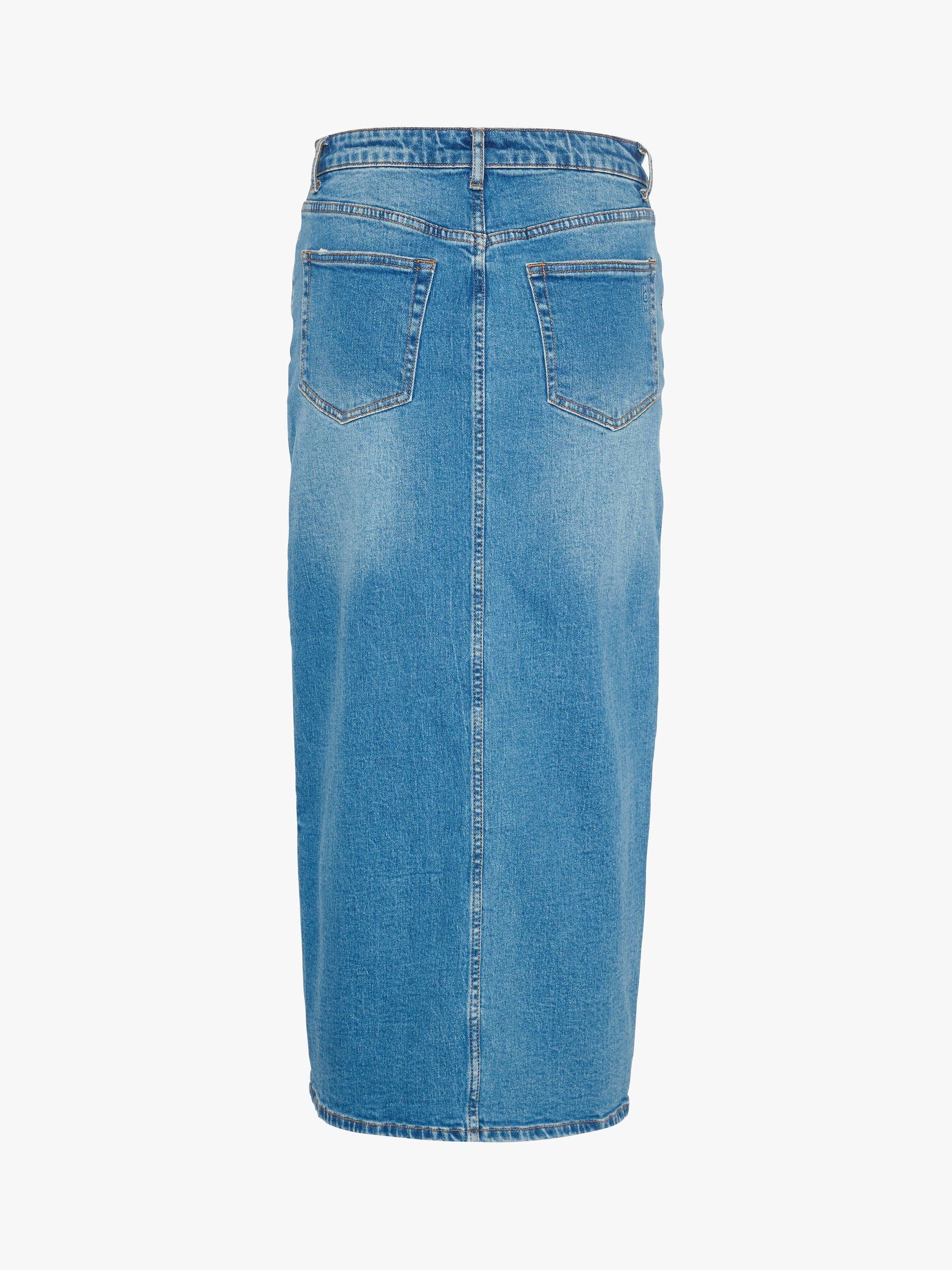 Product image 2 of 2, which shows MY ESSENTIAL WARDROBE Dango Straight Fit Denim Maxi Skirt, Medium Blue Wash, 8