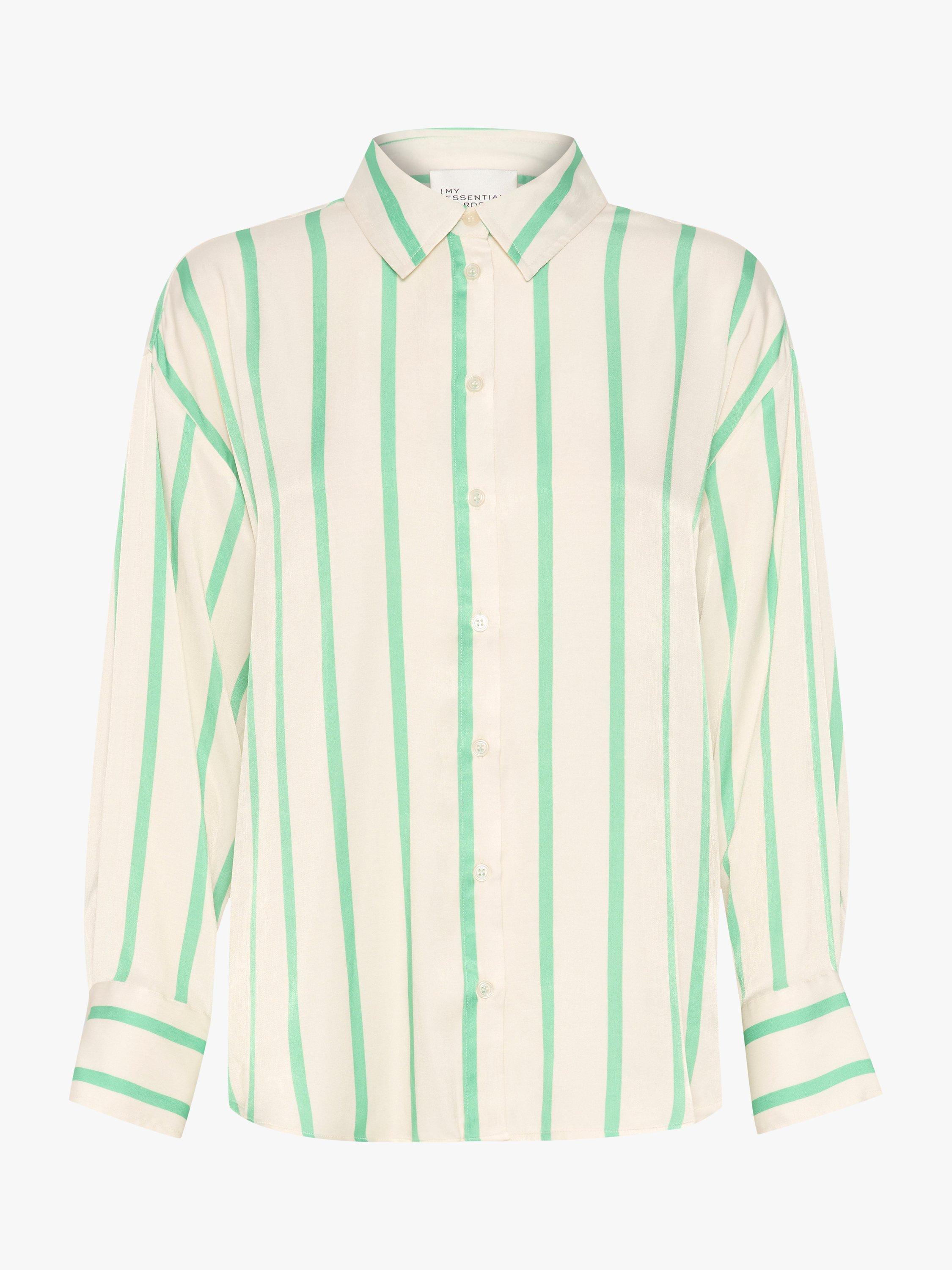 MY ESSENTIAL WARDROBE Mia Button Up Stripe Shirt, White/Green