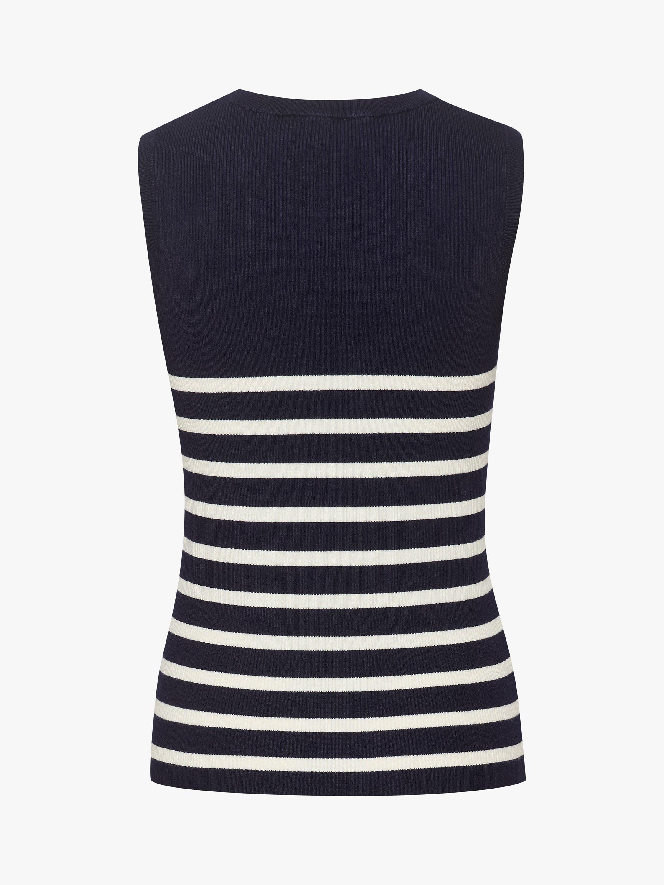 MY ESSENTIAL WARDROBE Zeke Rib Knit Stripe Tank Top, Navy/Off White, XS