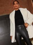 Chi Chi London Plush Faux Fur Coat, Cream