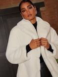 Chi Chi London Plush Faux Fur Coat, Cream
