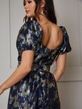 Chi Chi London Petite Jacquard Jumpsuit, Navy