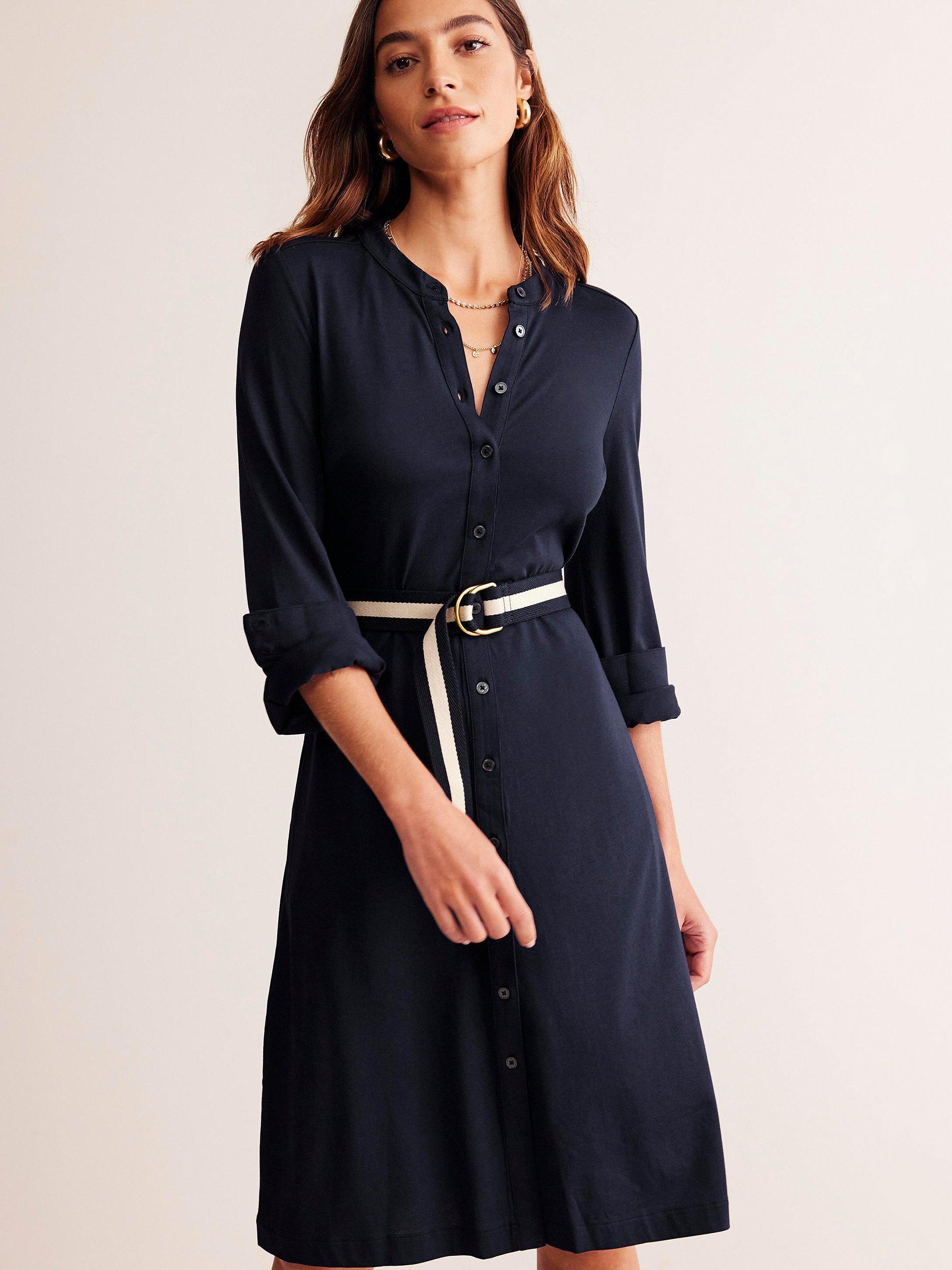 Boden Julia Jersey Shirt Dress Navy