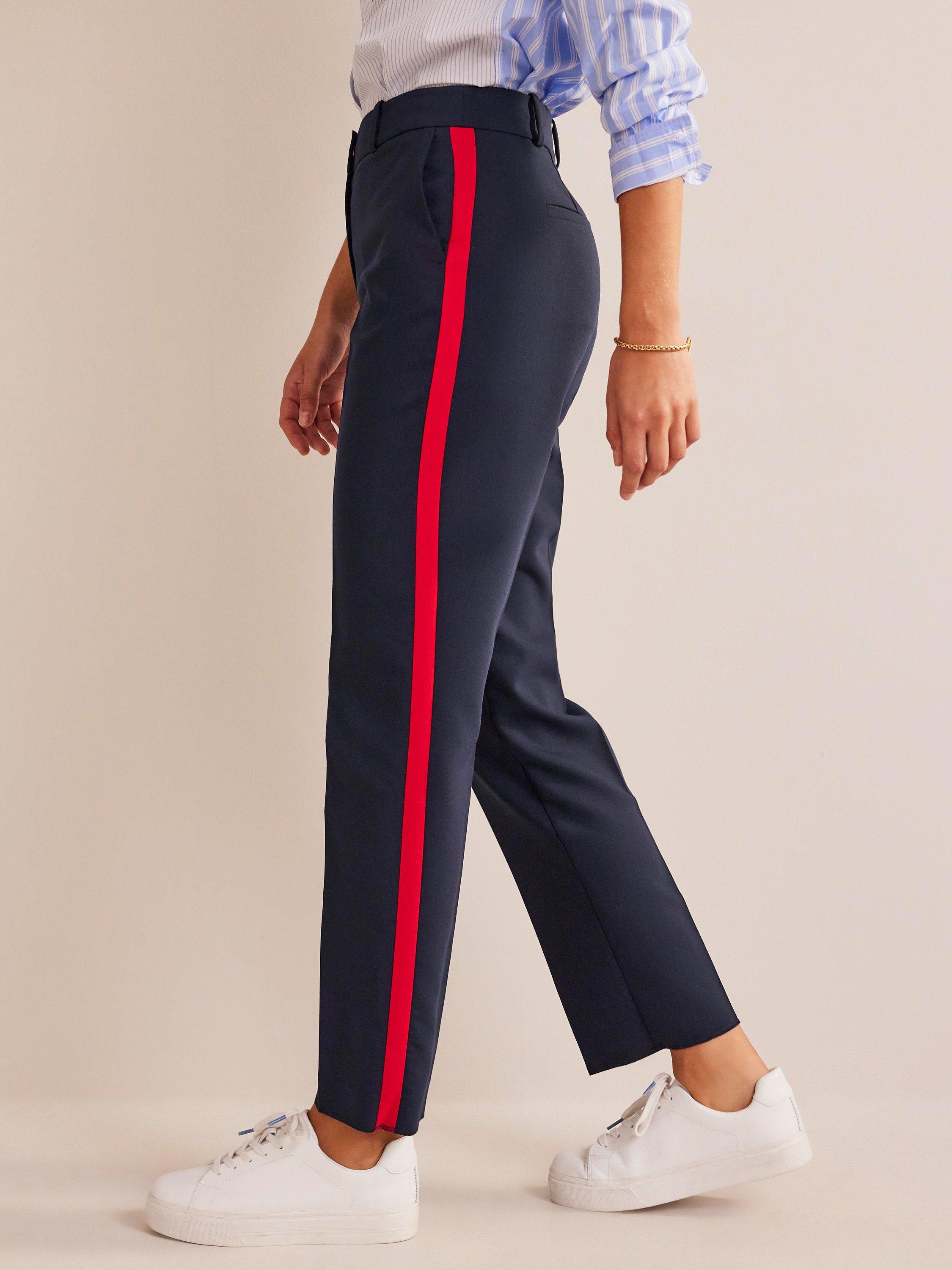 Navy trousers with red stripe online