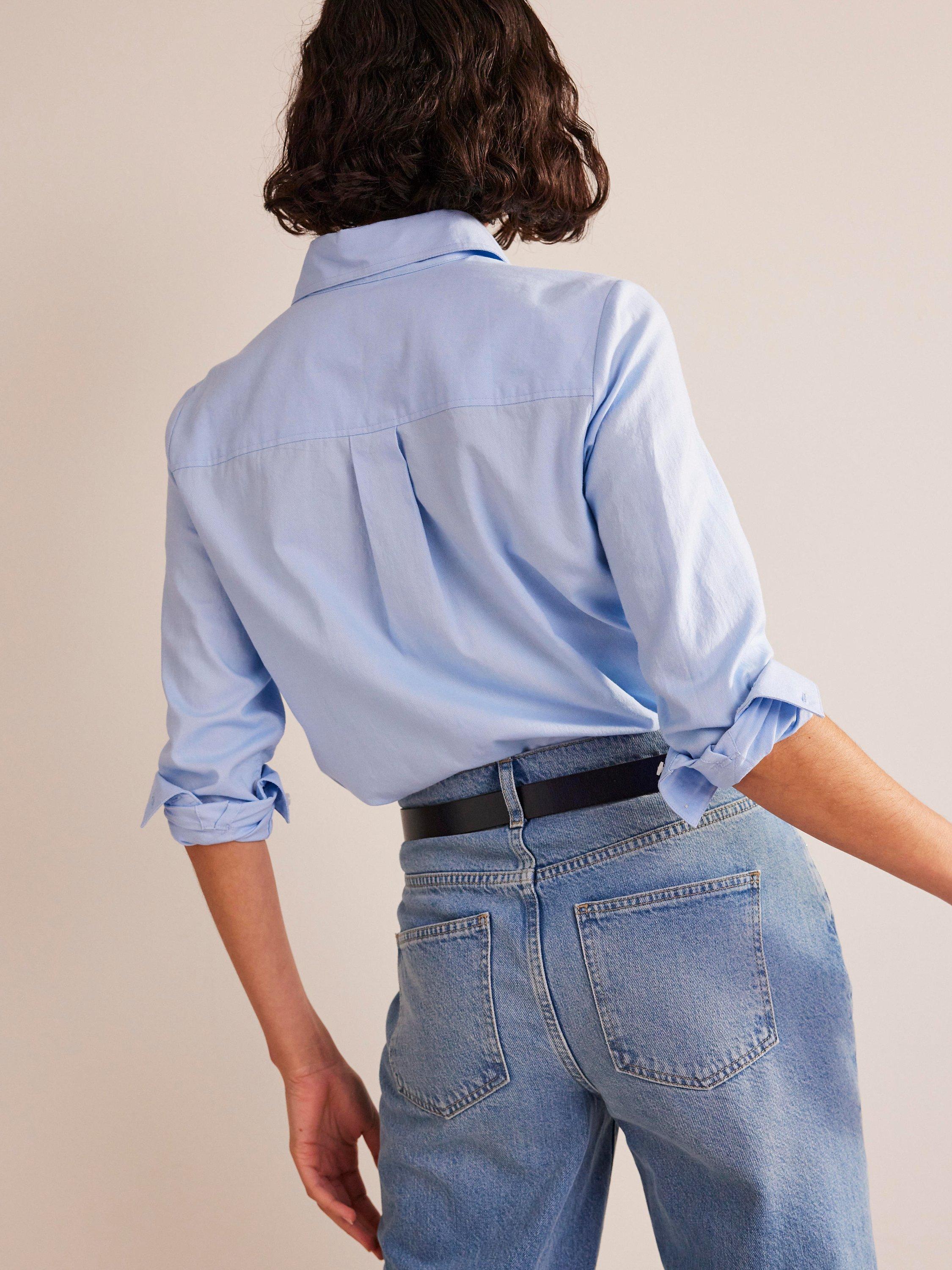 Product image 3 of 5, which shows Boden Sienna Cotton  Abstract Heart Shirt, Blue Oxford, 8