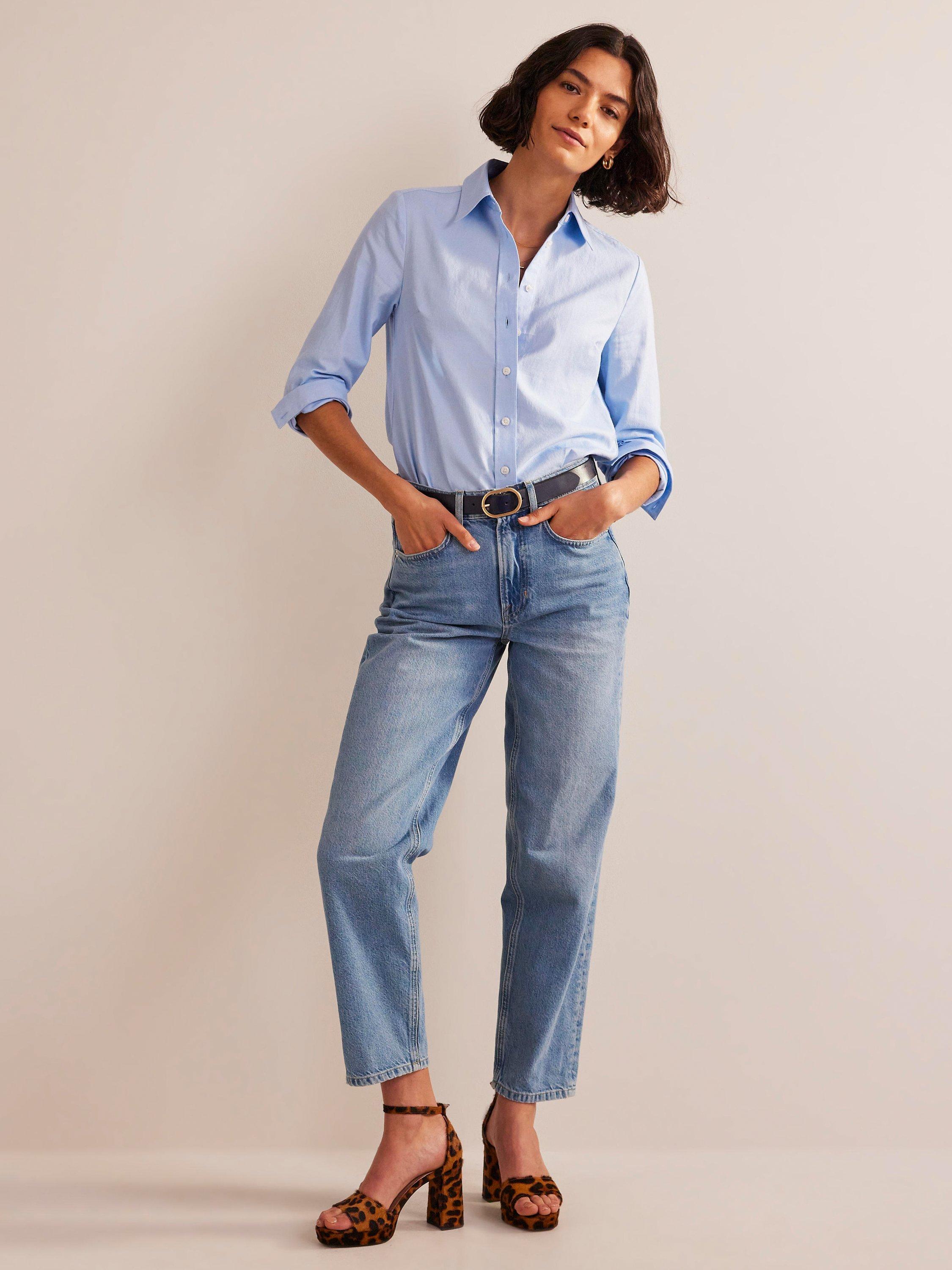 Product image 4 of 5, which shows Boden Sienna Cotton  Abstract Heart Shirt, Blue Oxford, 8
