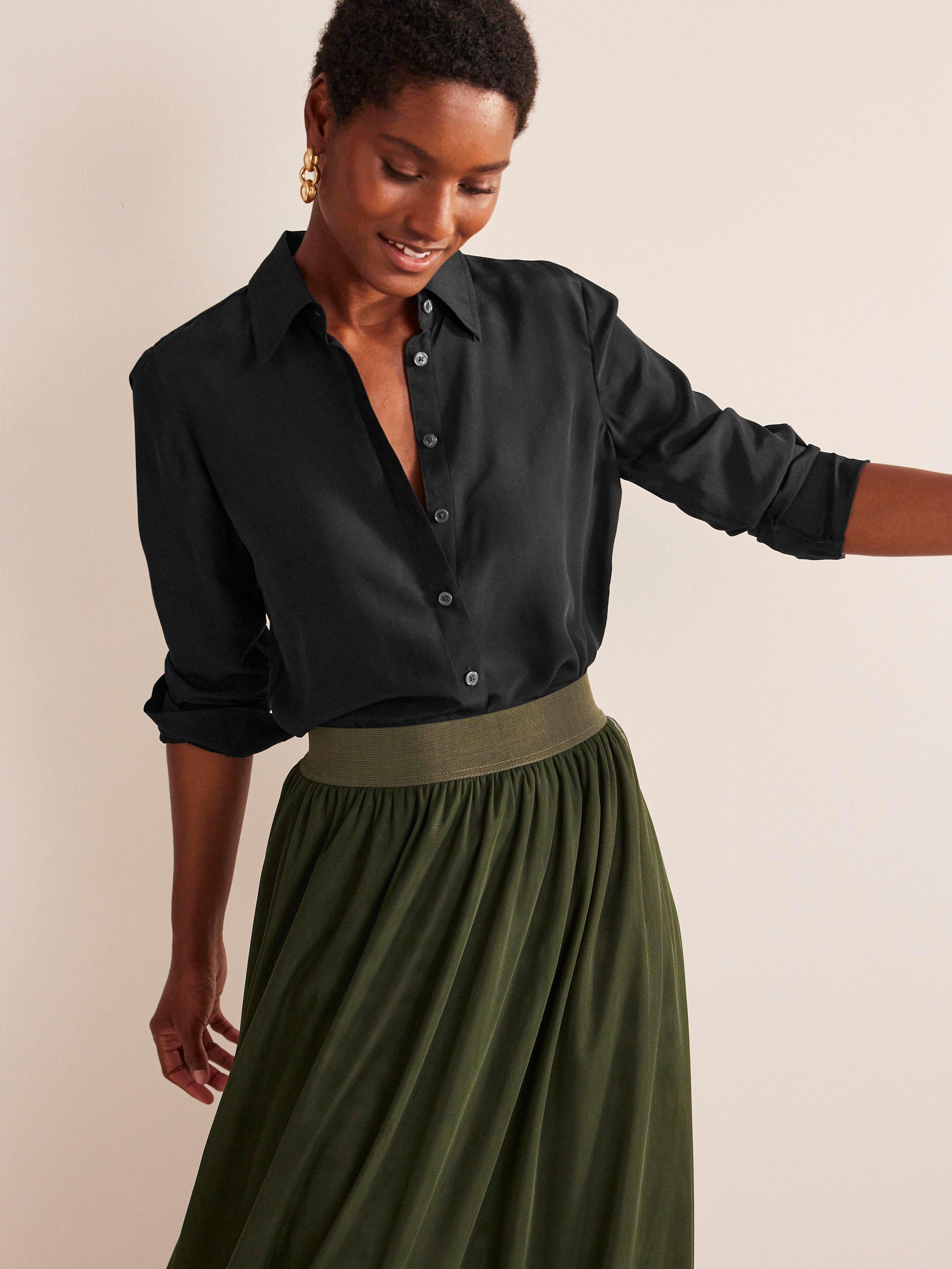 Boden Sienna Silk Shirt, Black