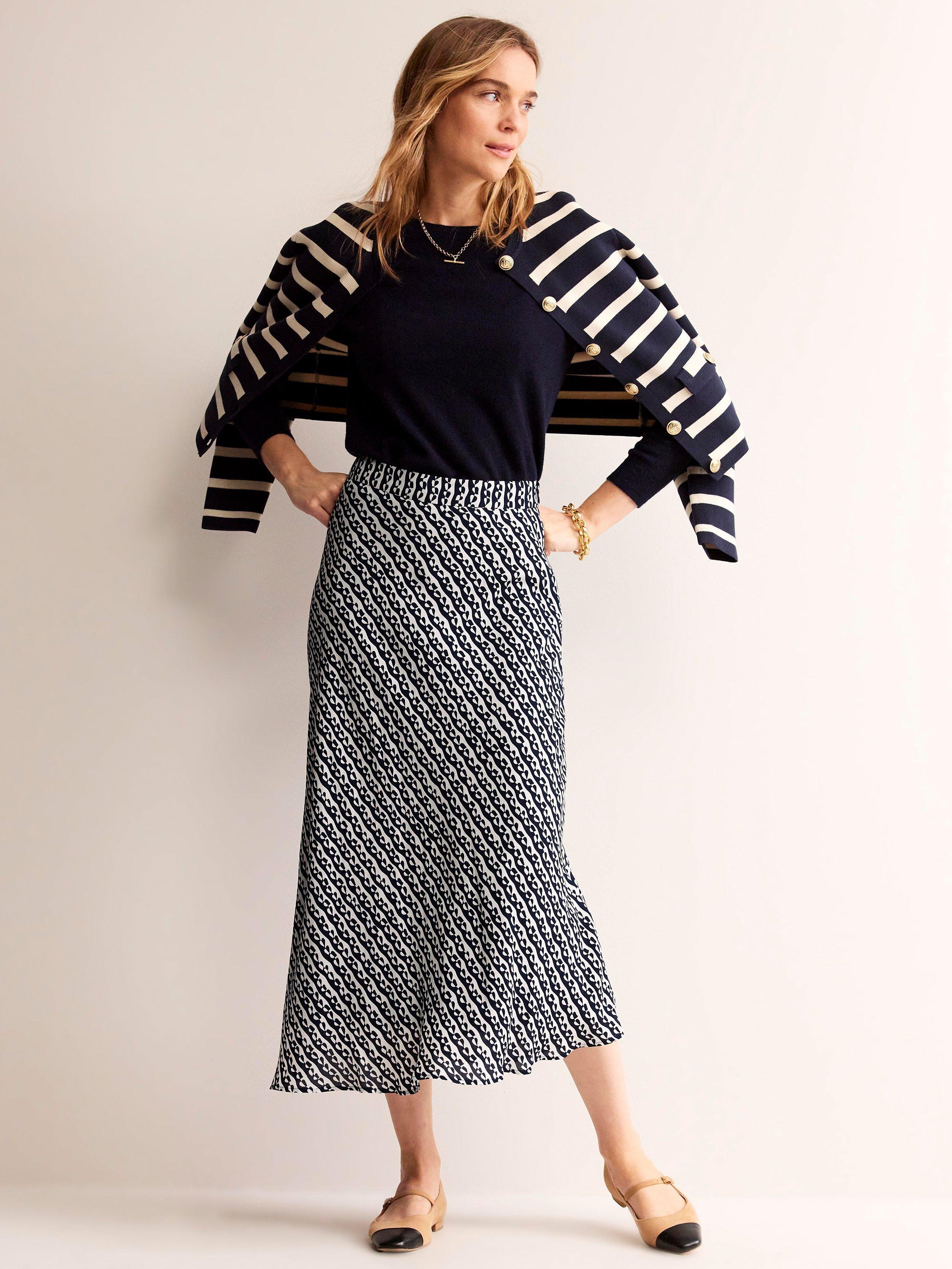 Boden Cecelia Abstract Heart Midi Skirt, Navy/Multi